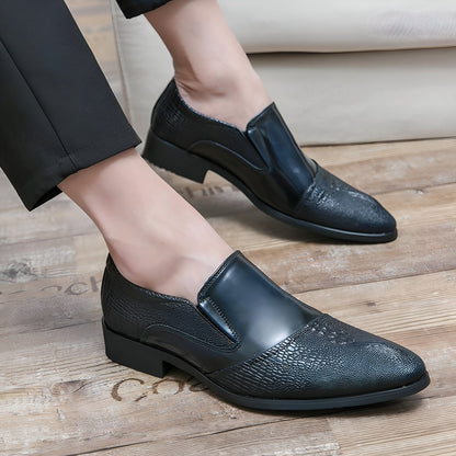 LuxeBrand Mocassins cuir verni motif croco noir homme