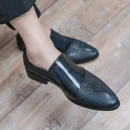LuxeBrand Mocassins cuir verni motif croco noir homme