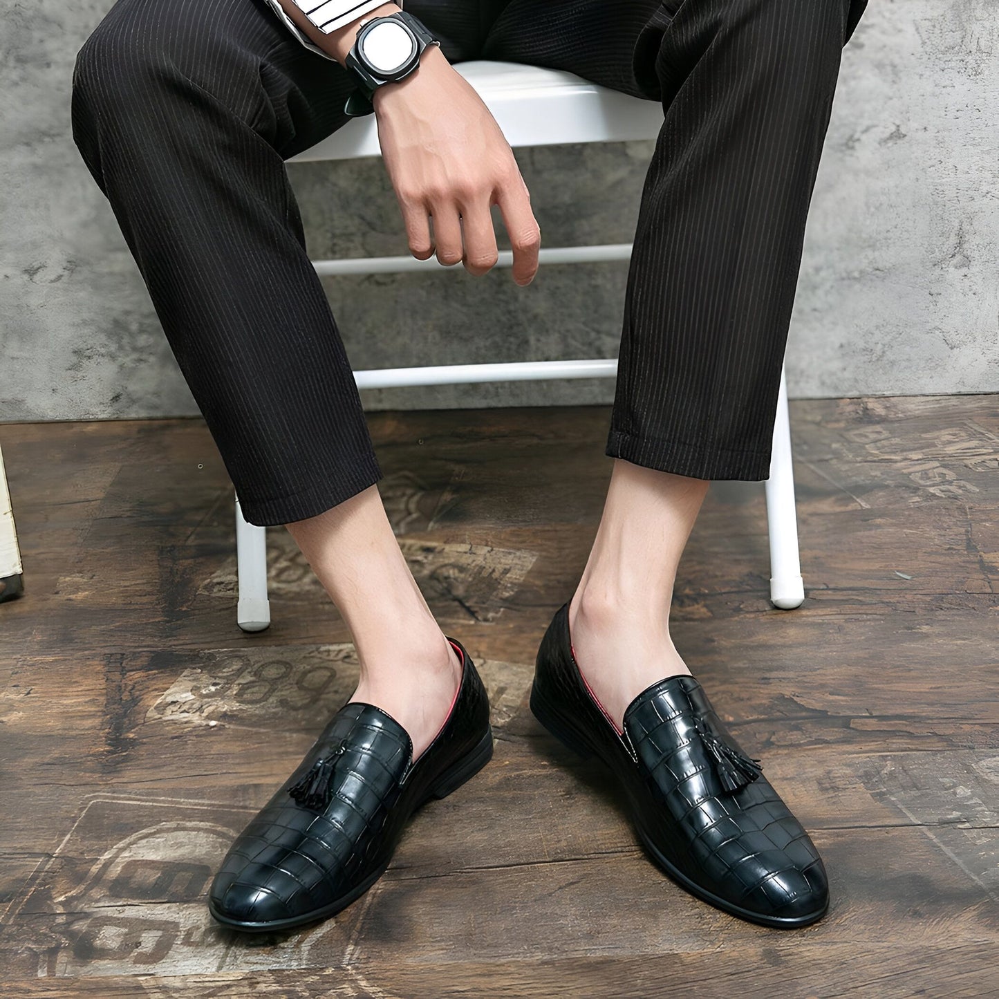 Prestige Mocassins cuir vernis noir homme