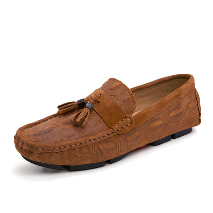 Mocassins Daim Bleu à Glands - Élégance Homme