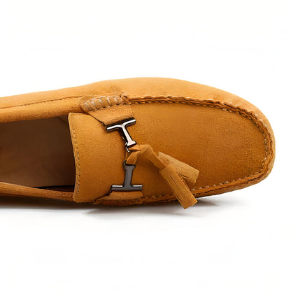 Nova Mocassins daim camel à glands pour homme