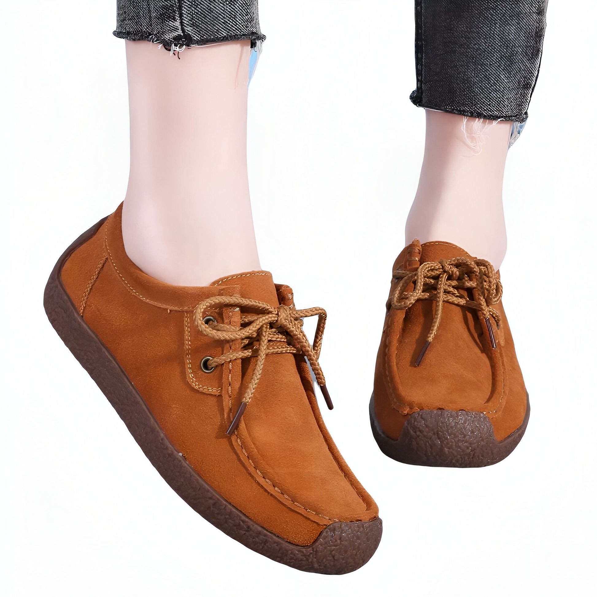 Nova Mocassins Femme Daim Synthétique à Lacets Confort