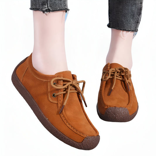 Nova Mocassins Femme Daim Synthétique à Lacets Confort