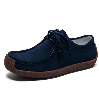 Nova Mocassins Femme Daim Synthétique à Lacets Confort