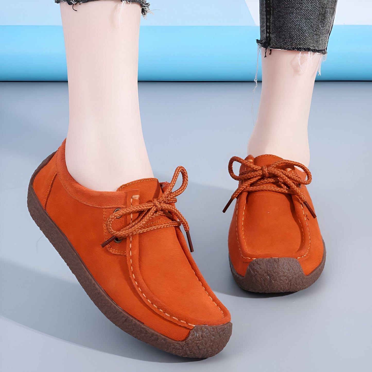 Nova Mocassins Femme Daim Synthétique à Lacets Confort