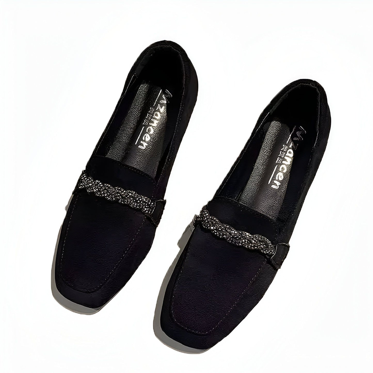 Mocassins Daim Femme Chaîne Strass - Édition Luxe