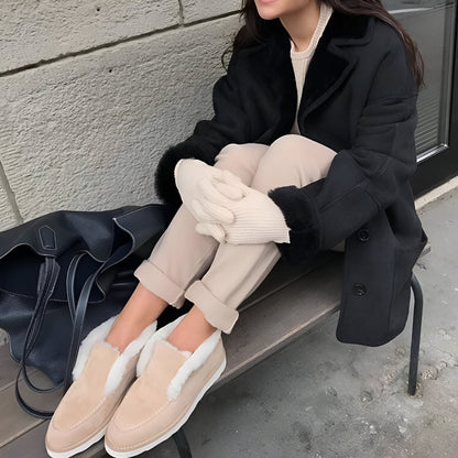 Eclat Mocassins Fourrés Simili Daim Femme pour l'Hiver