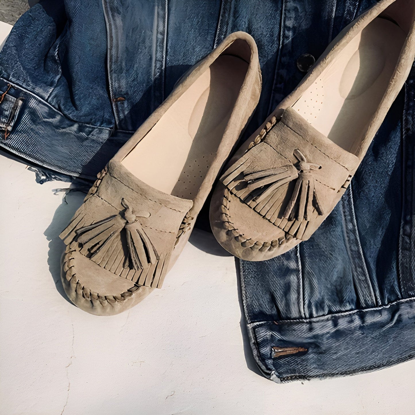 InkaWear Mocassins Daim Indien à Glands Confortables