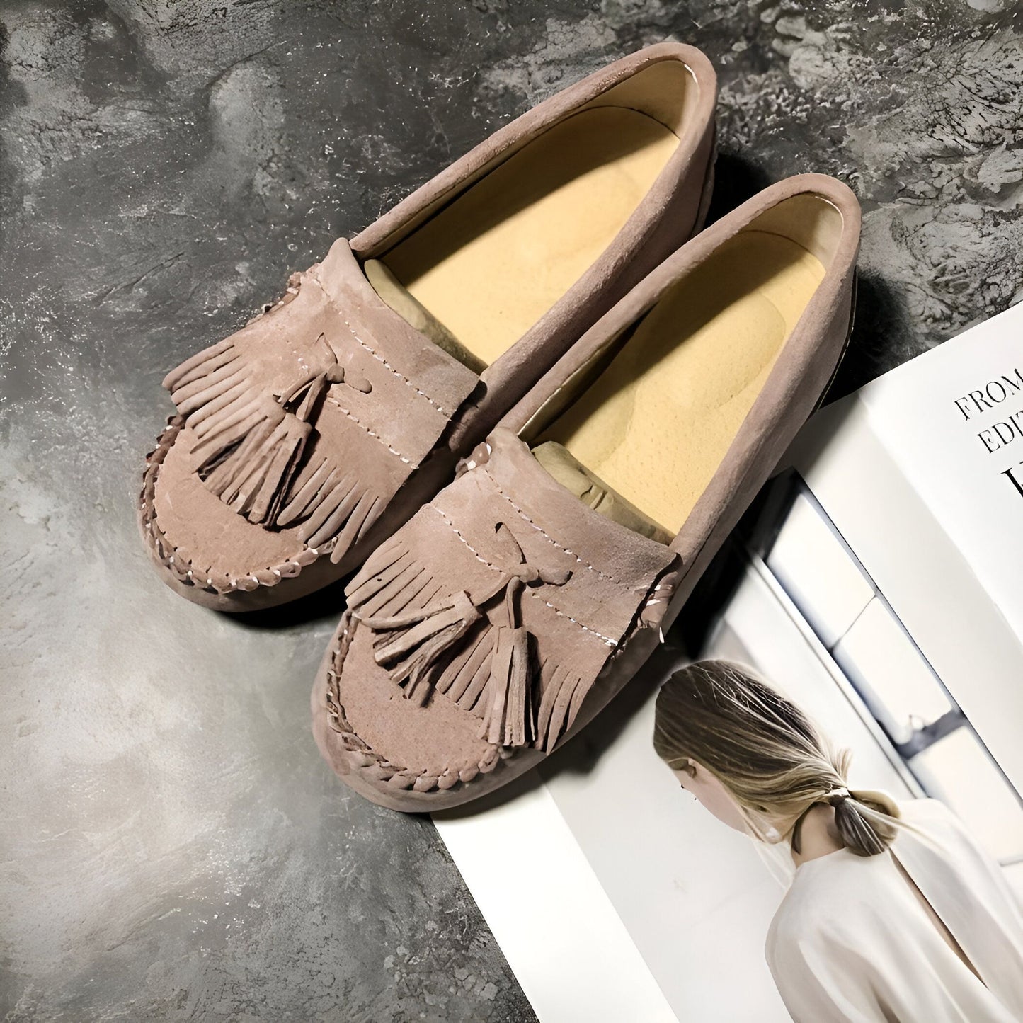 InkaWear Mocassins Daim Indien à Glands Confortables