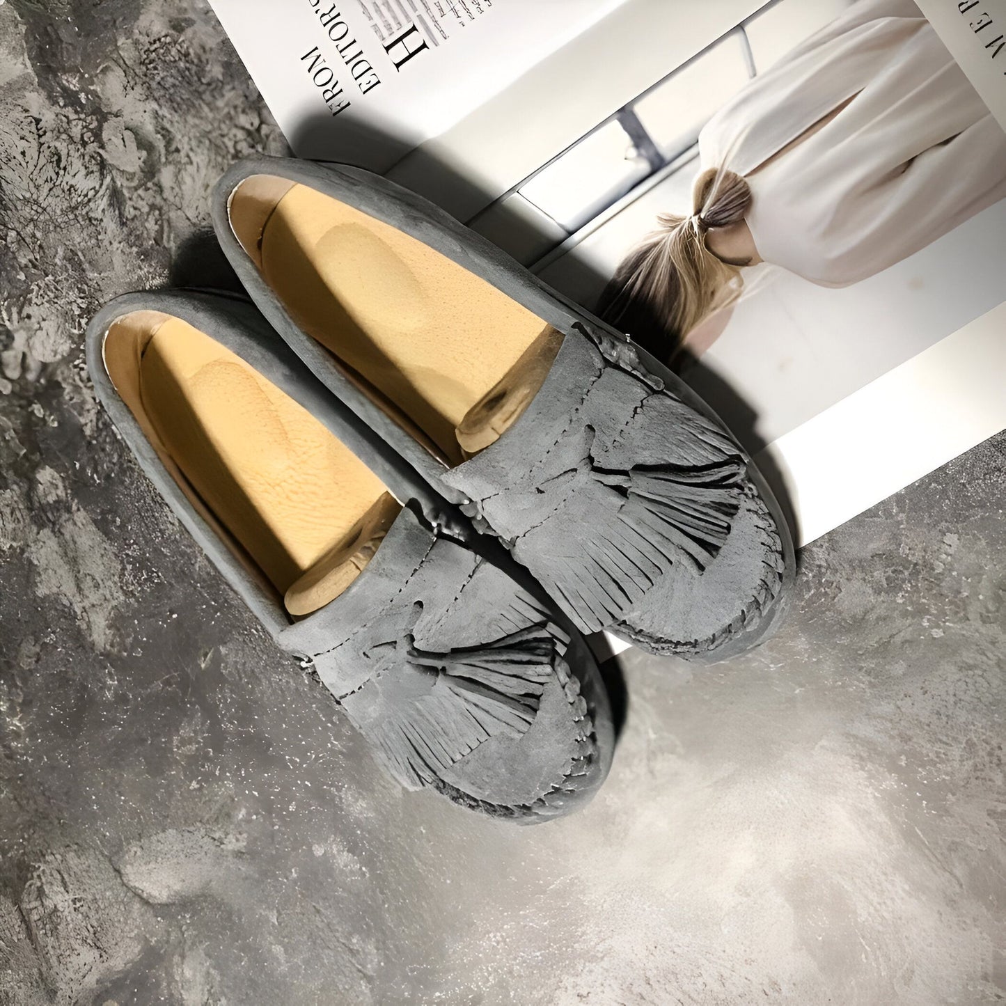 InkaWear Mocassins Daim Indien à Glands Confortables