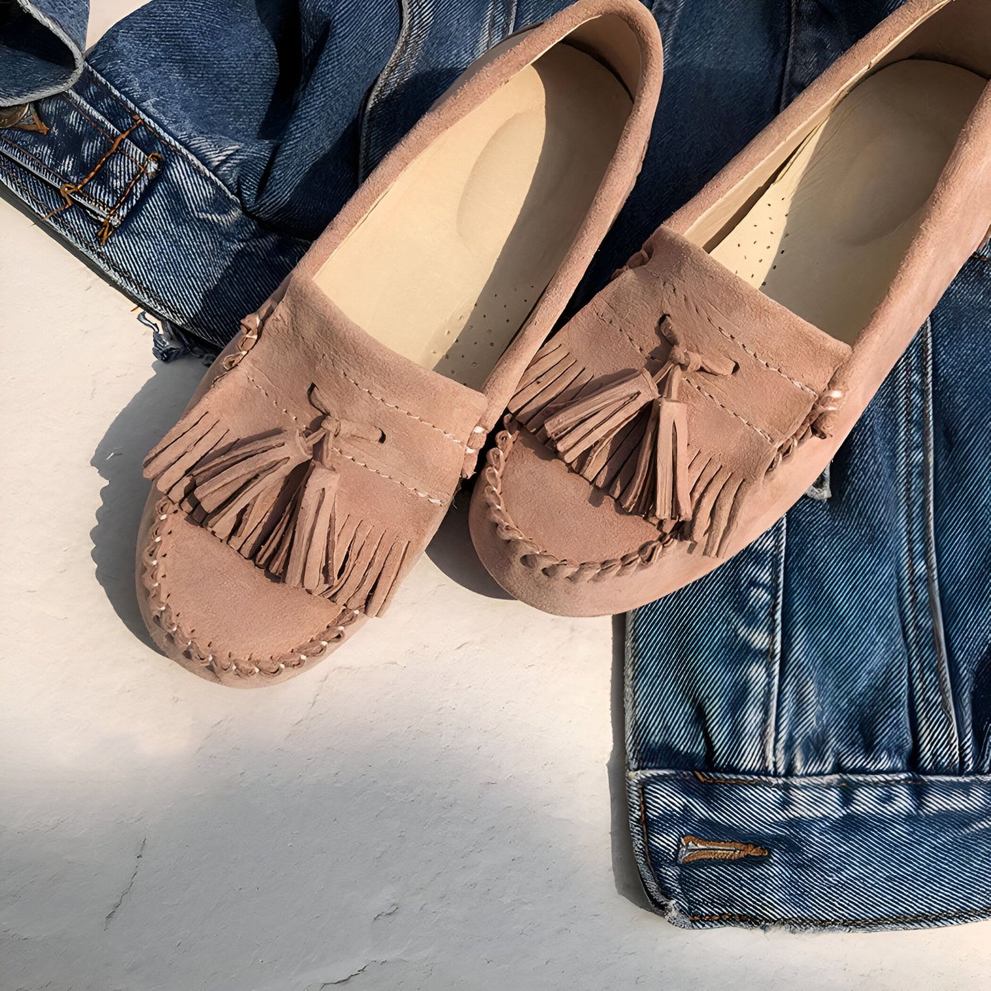 InkaWear Mocassins Daim Indien à Glands Confortables