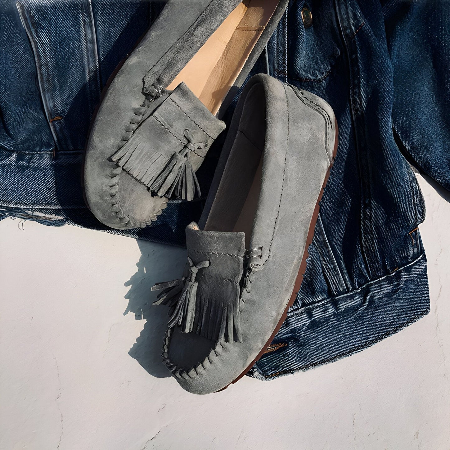 InkaWear Mocassins Daim Indien à Glands Confortables
