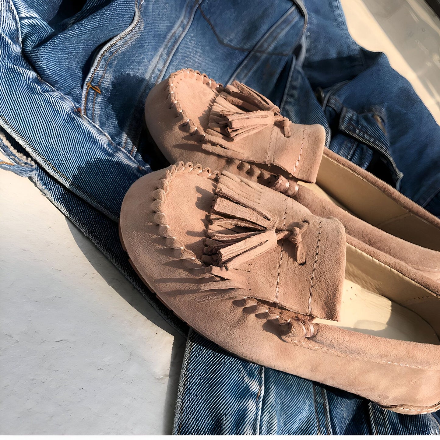 InkaWear Mocassins Daim Indien à Glands Confortables