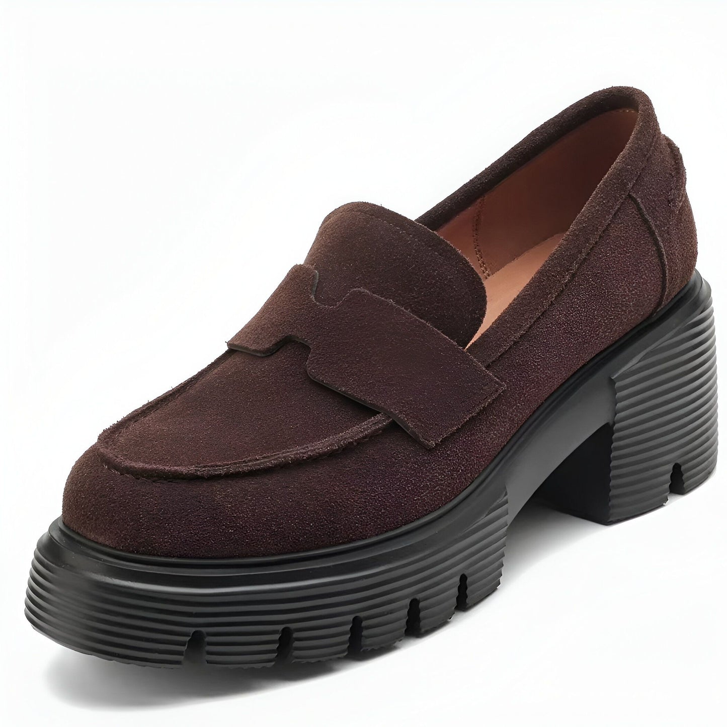 Mocassins Suédine Plateforme - Semelle Épaisse Marron