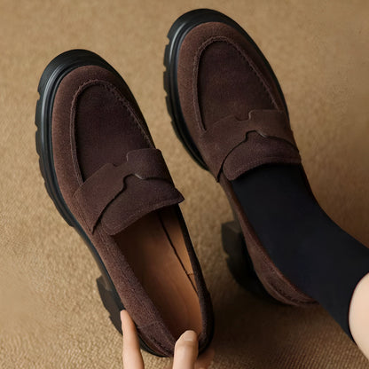 Mocassins Suédine Plateforme - Semelle Épaisse Marron