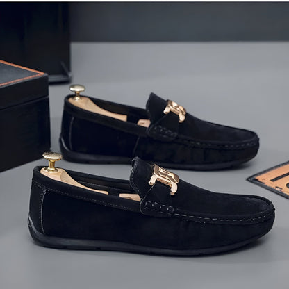Mocassins Homme en Daim Végan – Boucle Dorée Élégants
