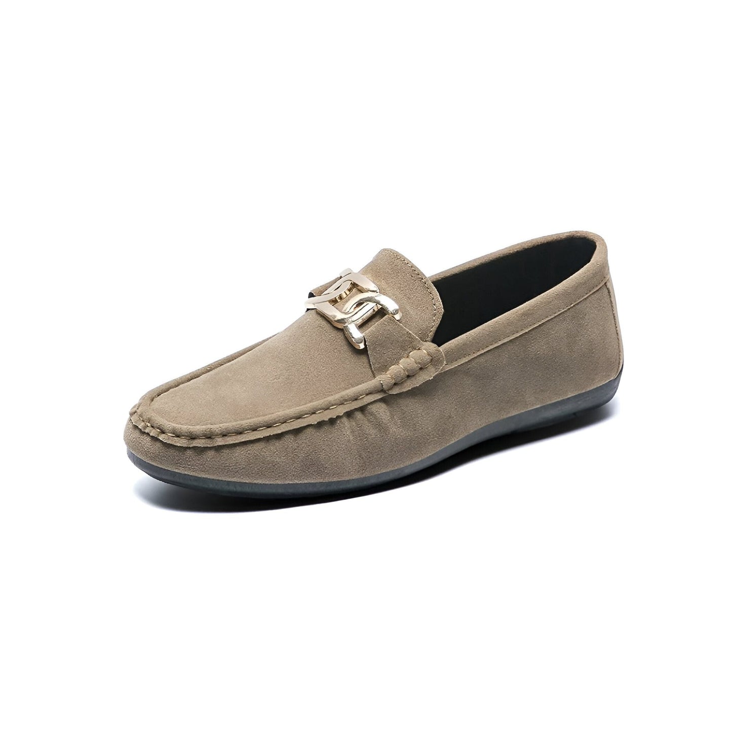 Mocassins Homme en Daim Végan – Boucle Dorée Élégants