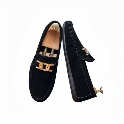 Mocassins Homme en Daim Végan – Boucle Dorée Élégants