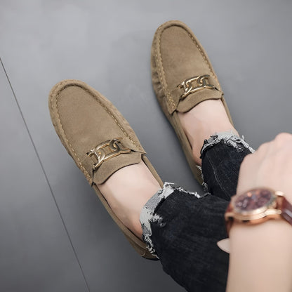 Mocassins Homme en Daim Végan – Boucle Dorée Élégants