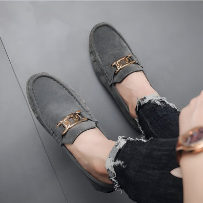 Mocassins Homme en Daim Végan – Boucle Dorée Élégants