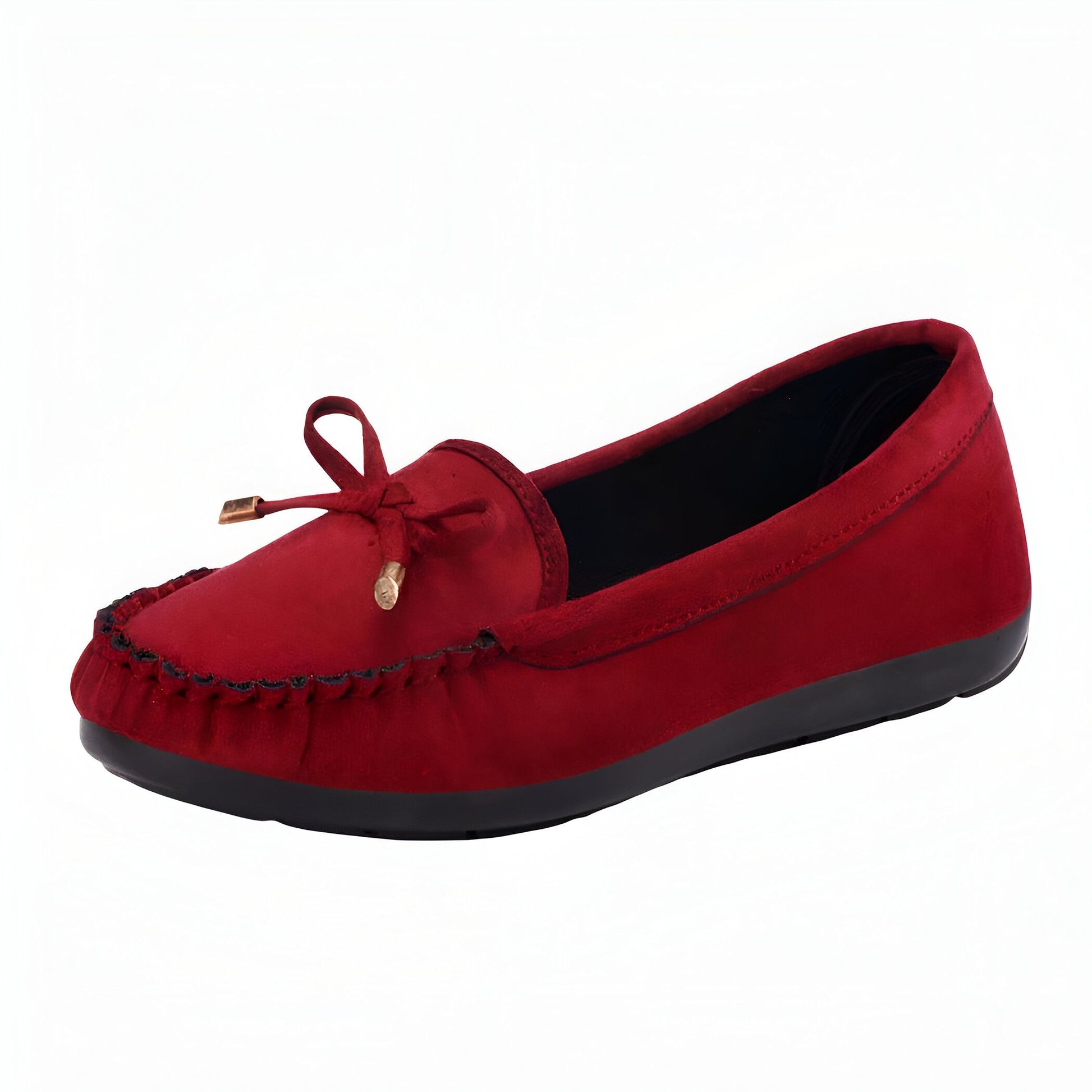 Nova Mocassins Daim Véritable Femme Confortables Nœud