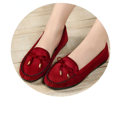 Nova Mocassins Daim Véritable Femme Confortables Nœud