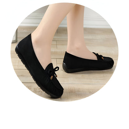 Nova Mocassins Daim Véritable Femme Confortables Nœud