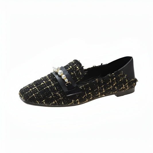 Luxe Atelier Mocassins en Tweed Ornés de Perles