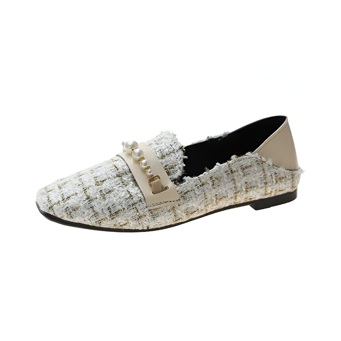 Luxe Atelier Mocassins en Tweed Ornés de Perles