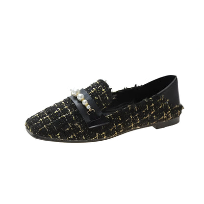 Luxe Atelier Mocassins en Tweed Ornés de Perles