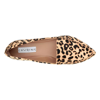 Luxora Mocassins Femme Pointus Cuir Vachette Léopard