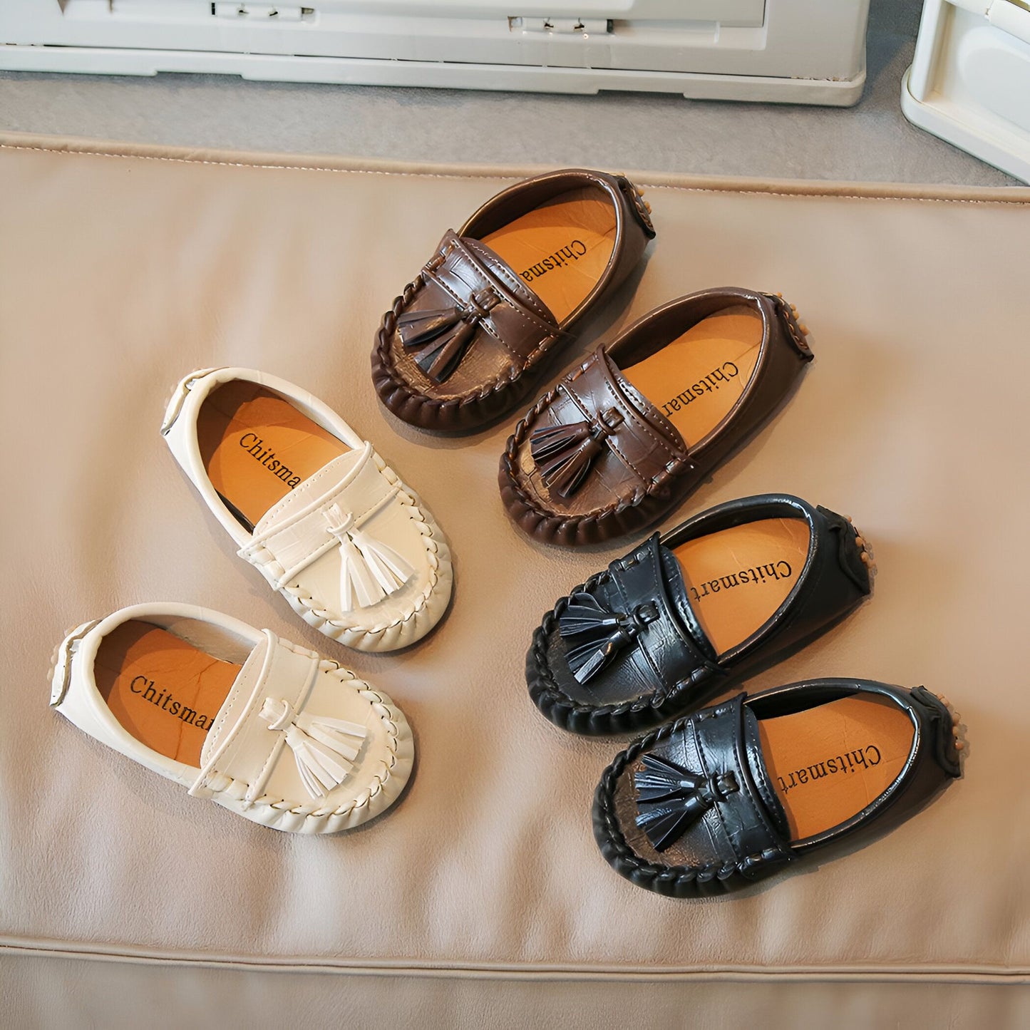 NaturaKids Mocassins enfant cuir végan à glands