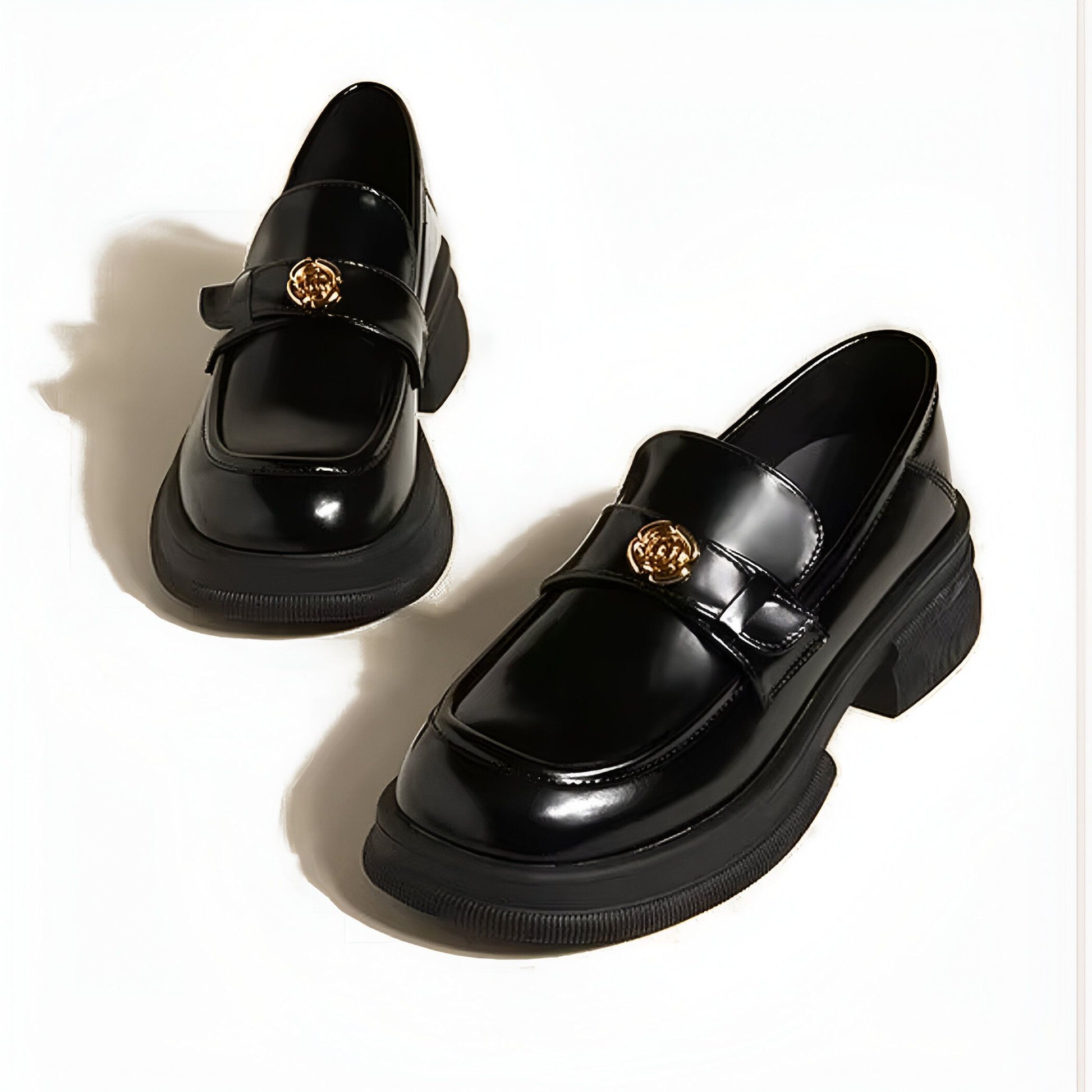 Mocassins Femme - Plateforme Fleur Métallique Élégants