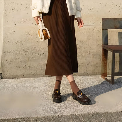 Mocassins Femme - Plateforme Fleur Métallique Élégants