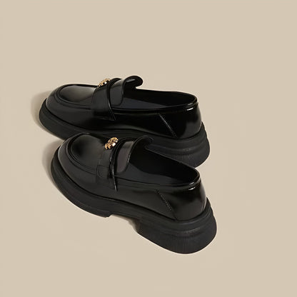 Mocassins Femme - Plateforme Fleur Métallique Élégants
