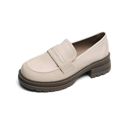 NovaStep Mocassins Femme Cuir Beige Plateforme