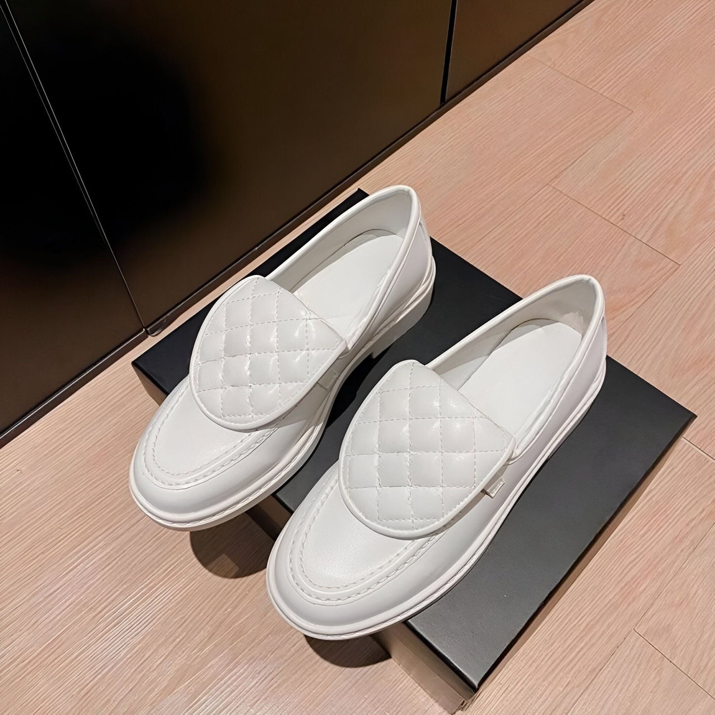 LuxeNova Mocassins Femme Matelassés à Talon Carré
