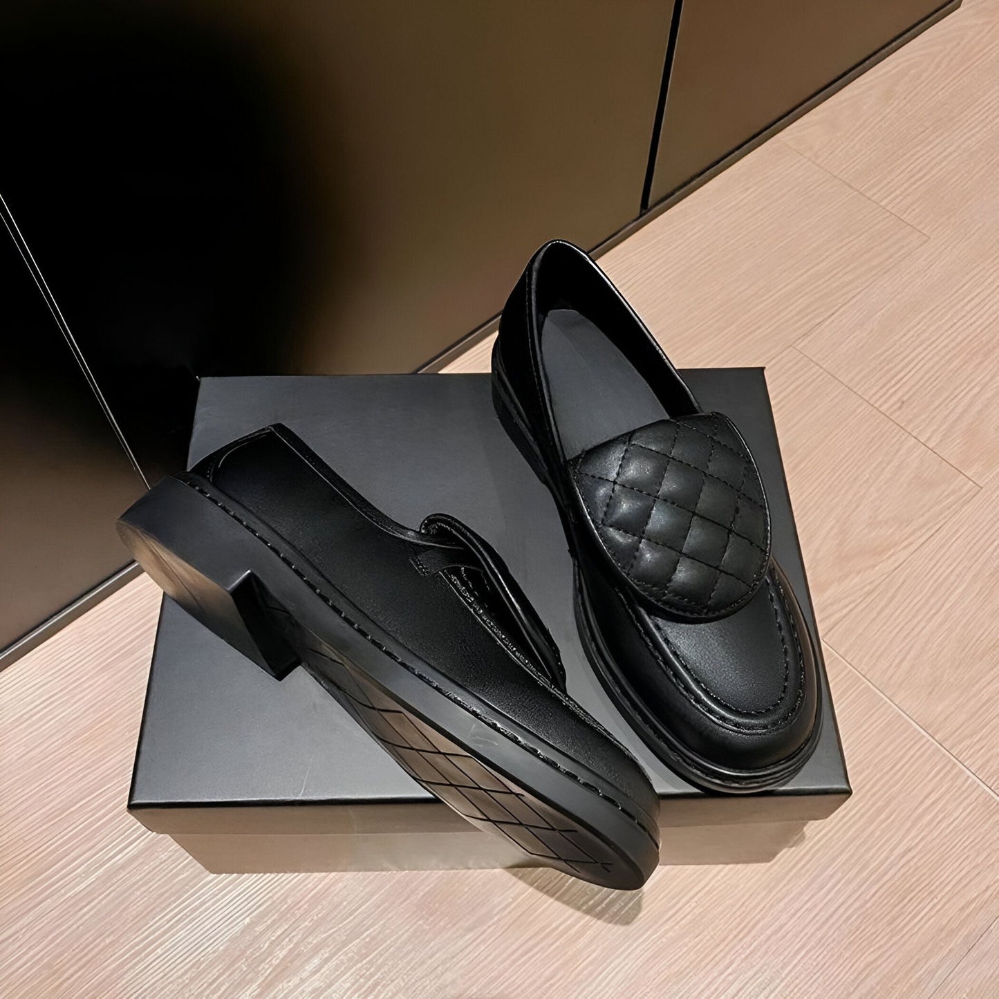 LuxeNova Mocassins Femme Matelassés à Talon Carré