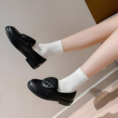 LuxeNova Mocassins Femme Matelassés à Talon Carré