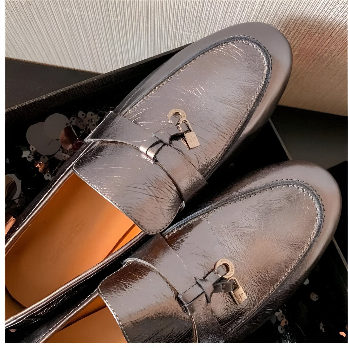 LuxMoc Mocassins Femme Cuir Argenté à Gland Élégant