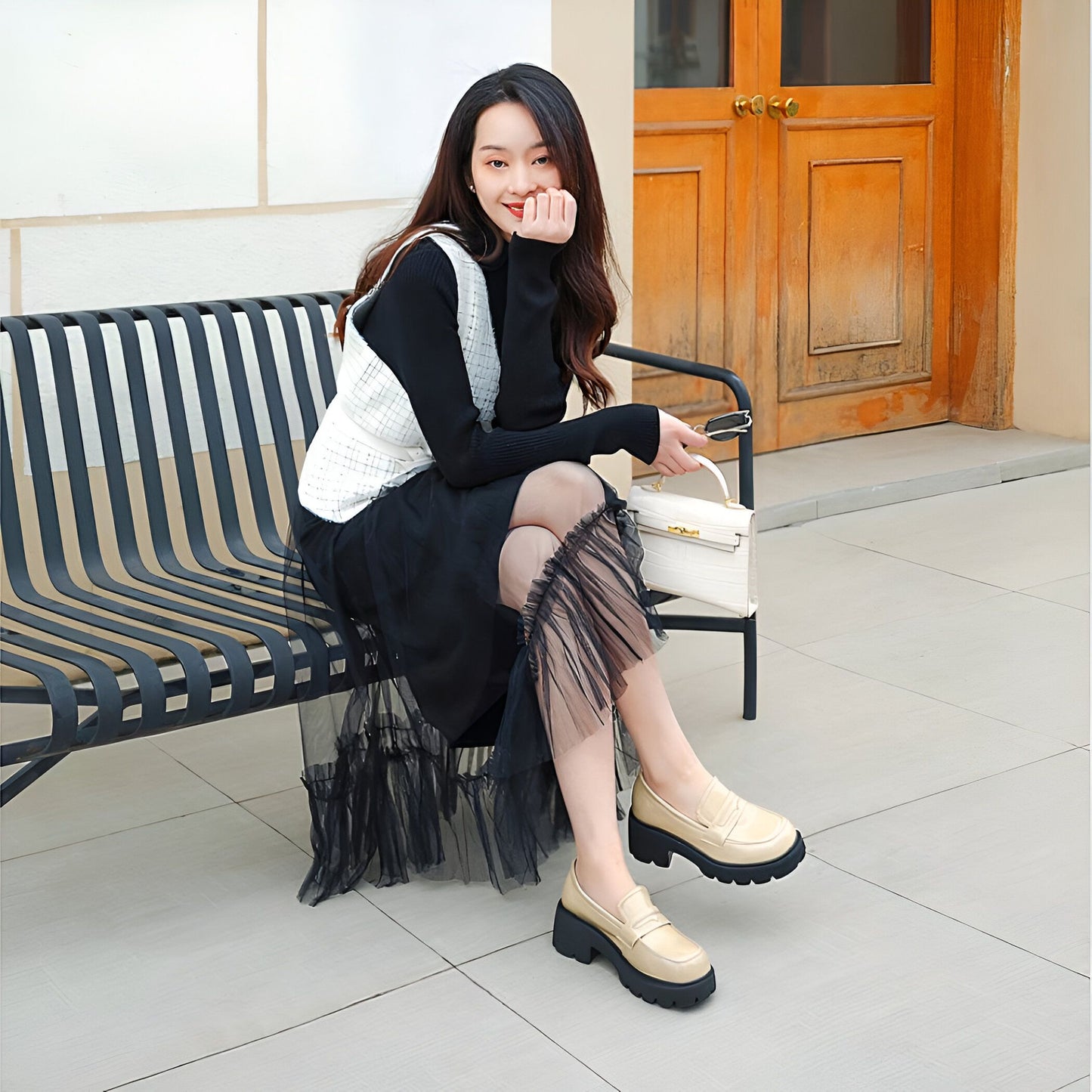 Nova Mocassins femme cuir synthétique vernis plateforme