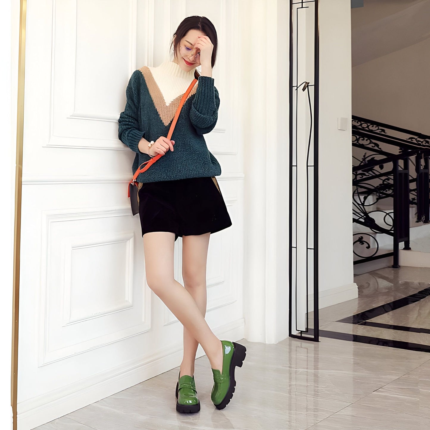Nova Mocassins femme cuir synthétique vernis plateforme