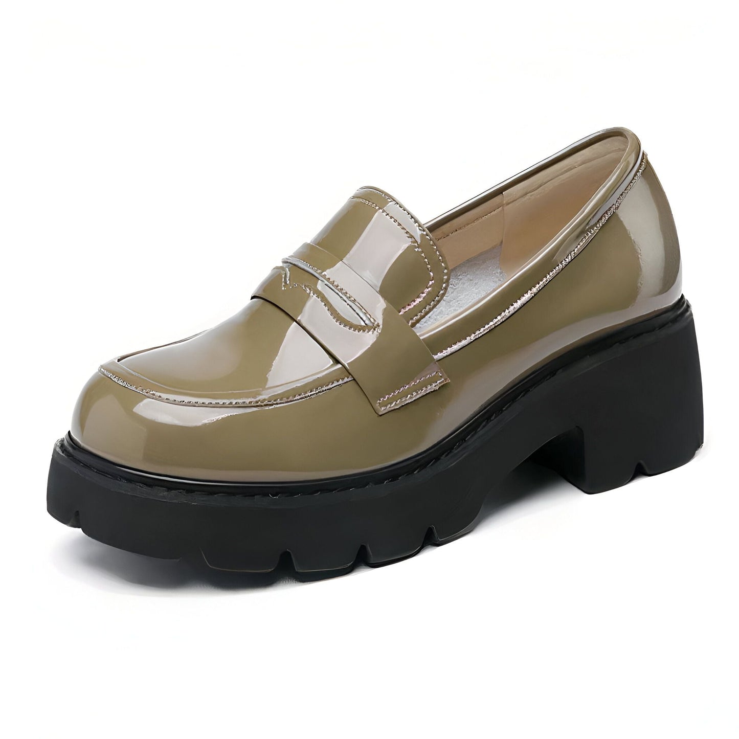 Nova Mocassins femme cuir synthétique vernis plateforme