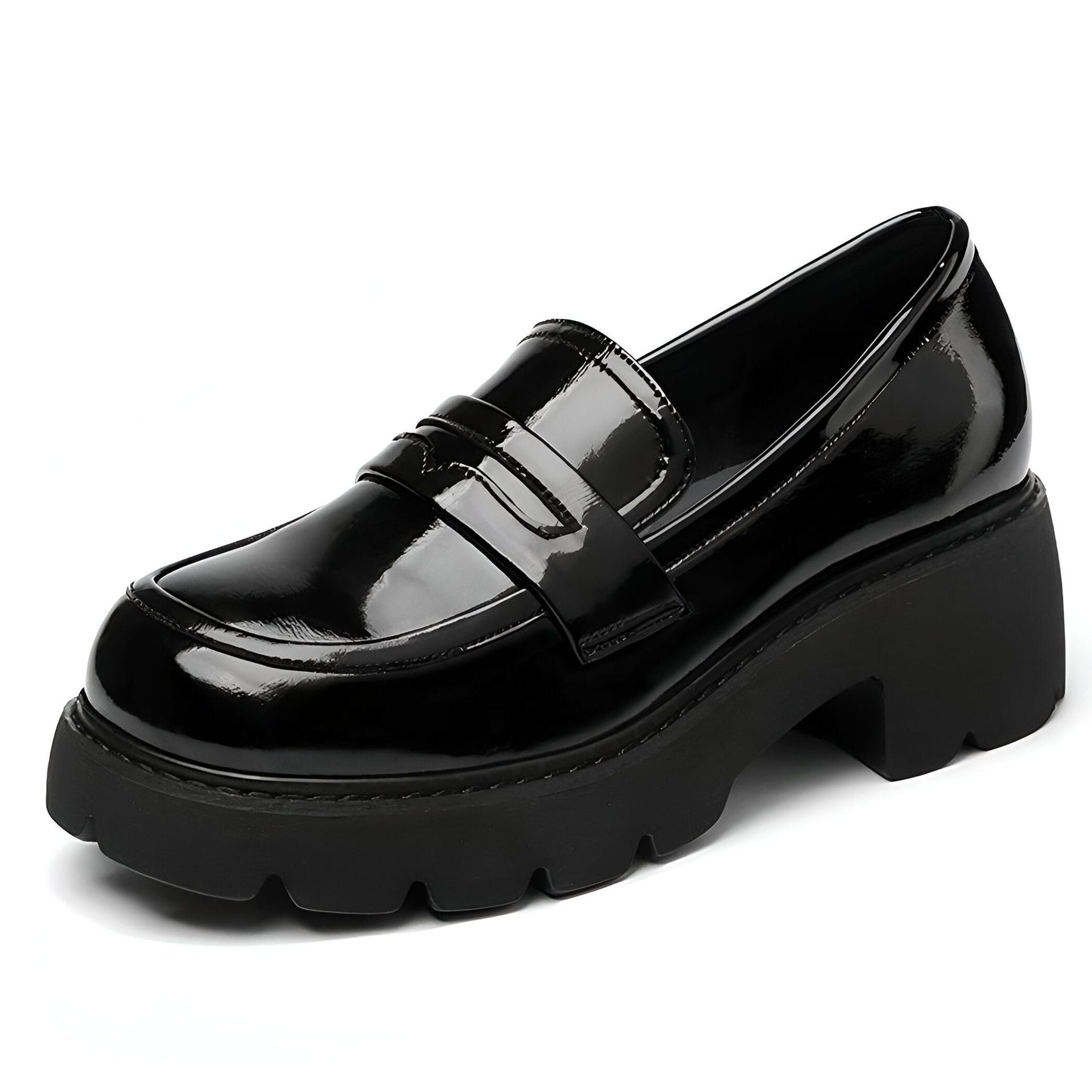 Nova Mocassins femme cuir synthétique vernis plateforme
