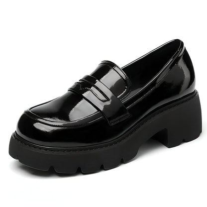 Nova Mocassins femme cuir synthétique vernis plateforme