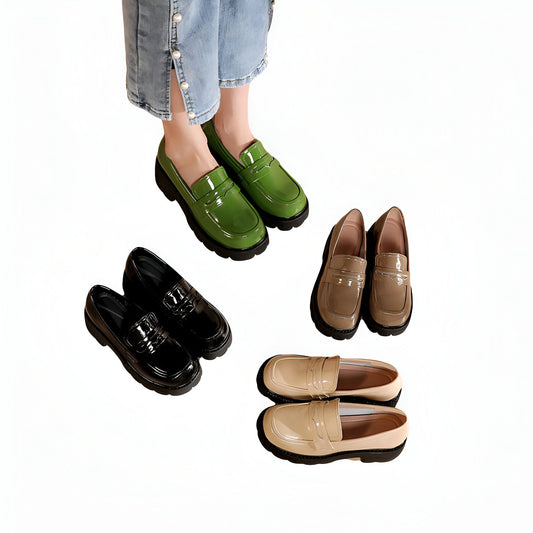 Nova Mocassins femme cuir synthétique vernis plateforme