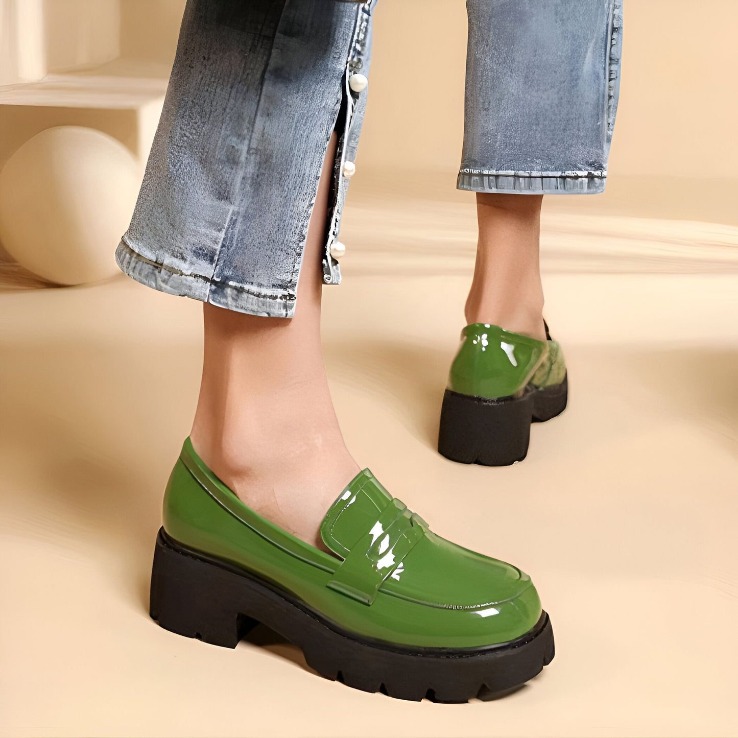 Nova Mocassins femme cuir synthétique vernis plateforme
