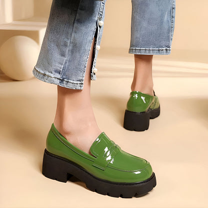 Nova Mocassins femme cuir synthétique vernis plateforme