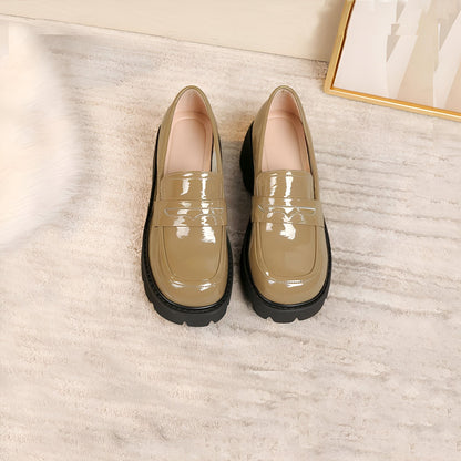 Nova Mocassins femme cuir synthétique vernis plateforme