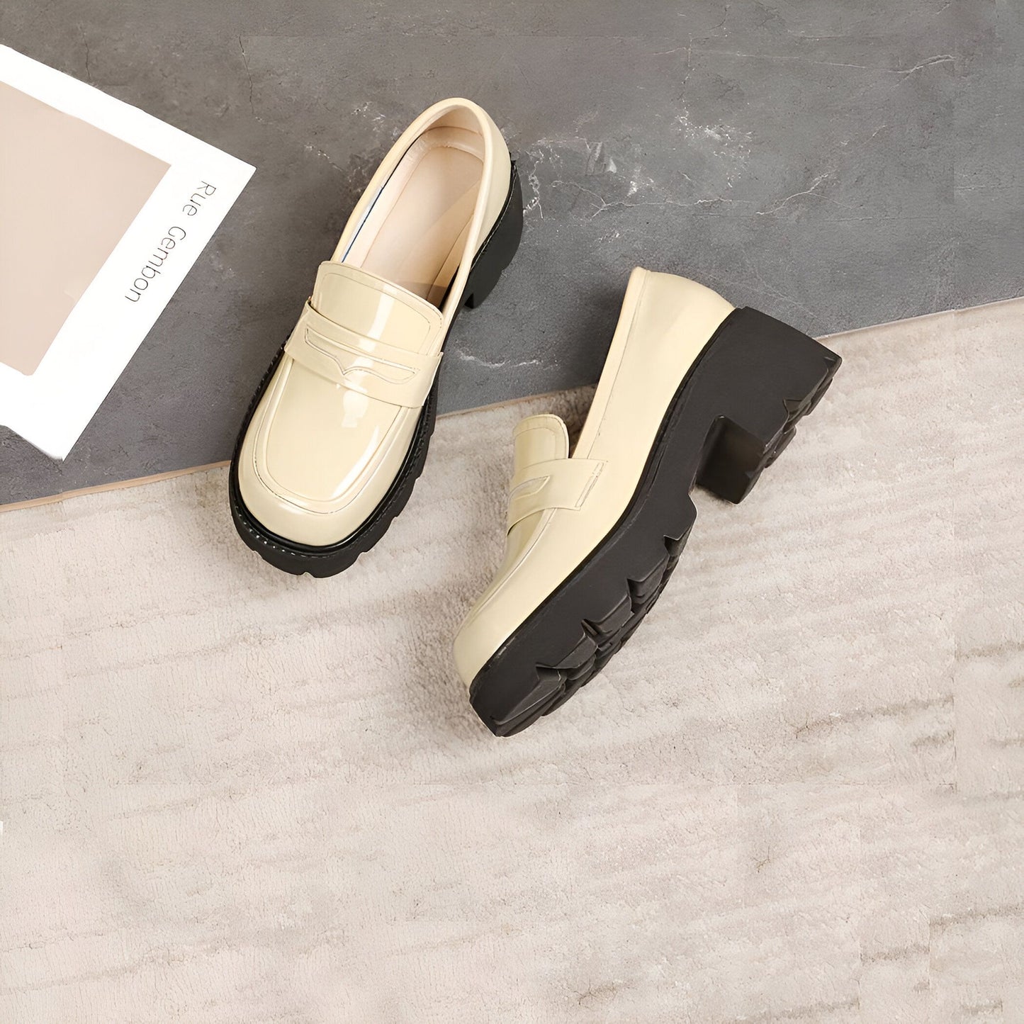 Nova Mocassins femme cuir synthétique vernis plateforme